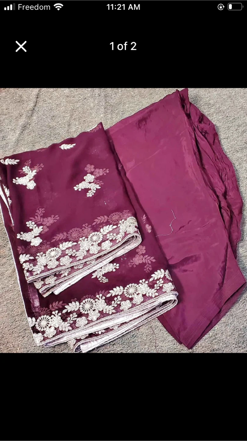 Burgundy Embroidered Salwar Kameez Suit - photo 2
