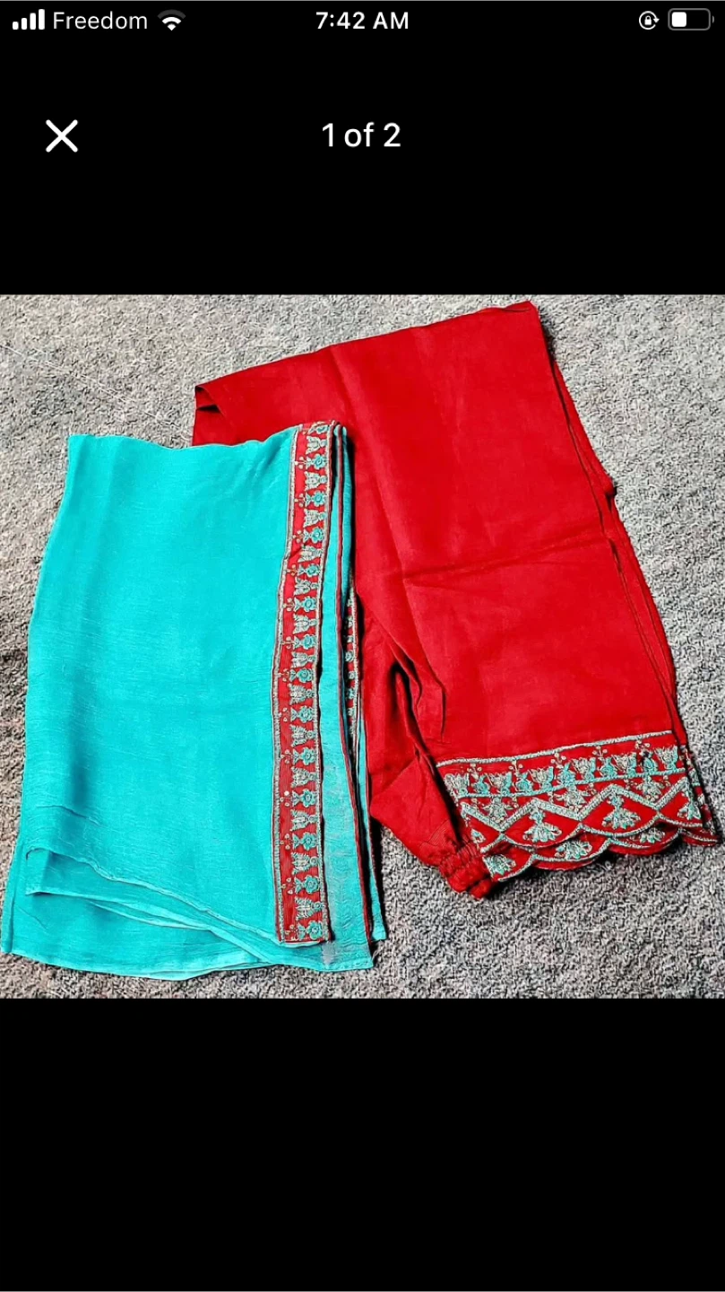 Red and Turquoise Salwar Kameez Suit - photo 2