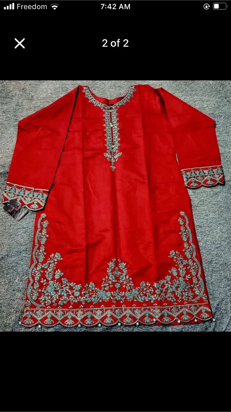 Red and Turquoise Salwar Kameez Suit