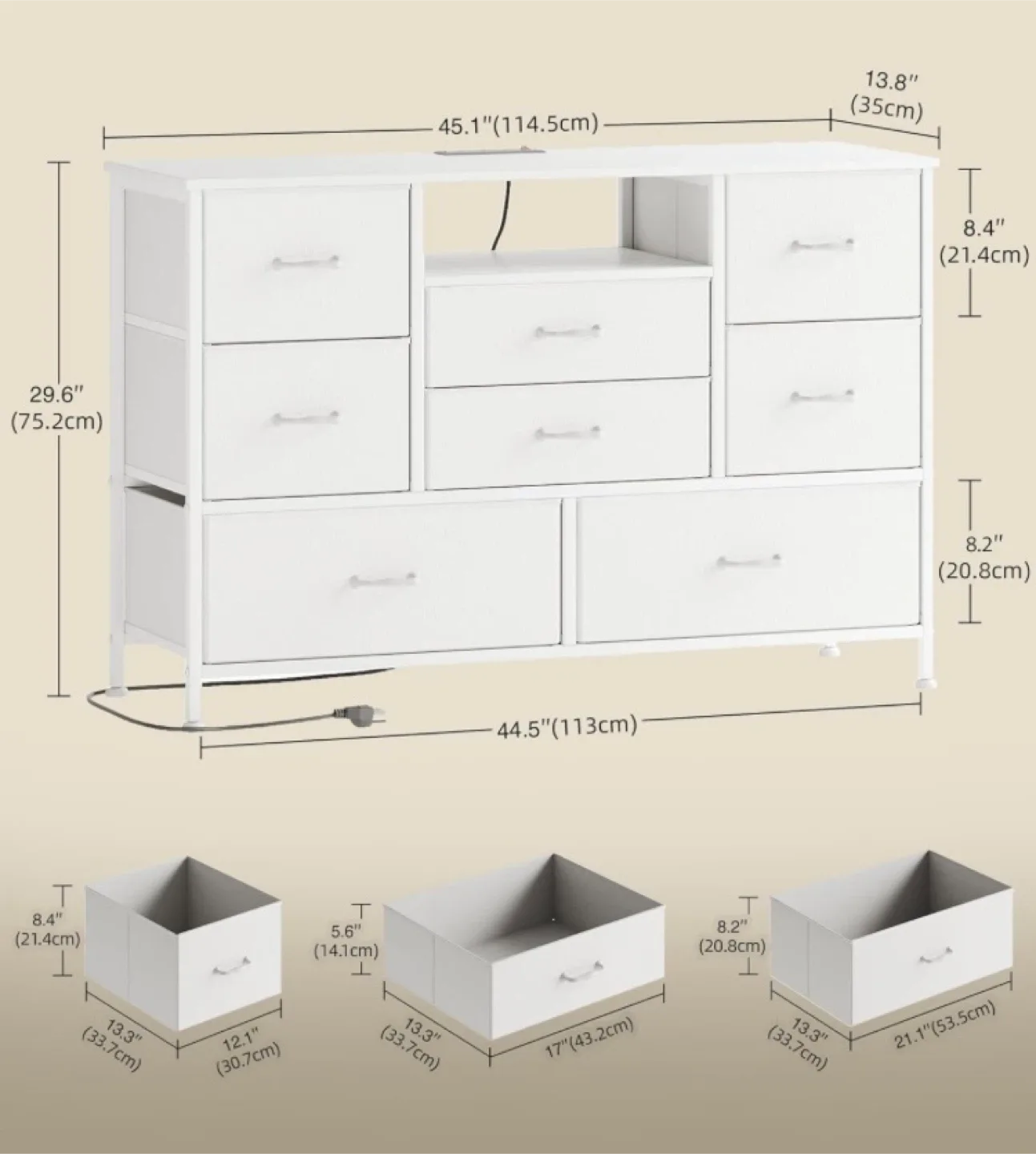White Dresser with 8 Drawers image indicator(3)