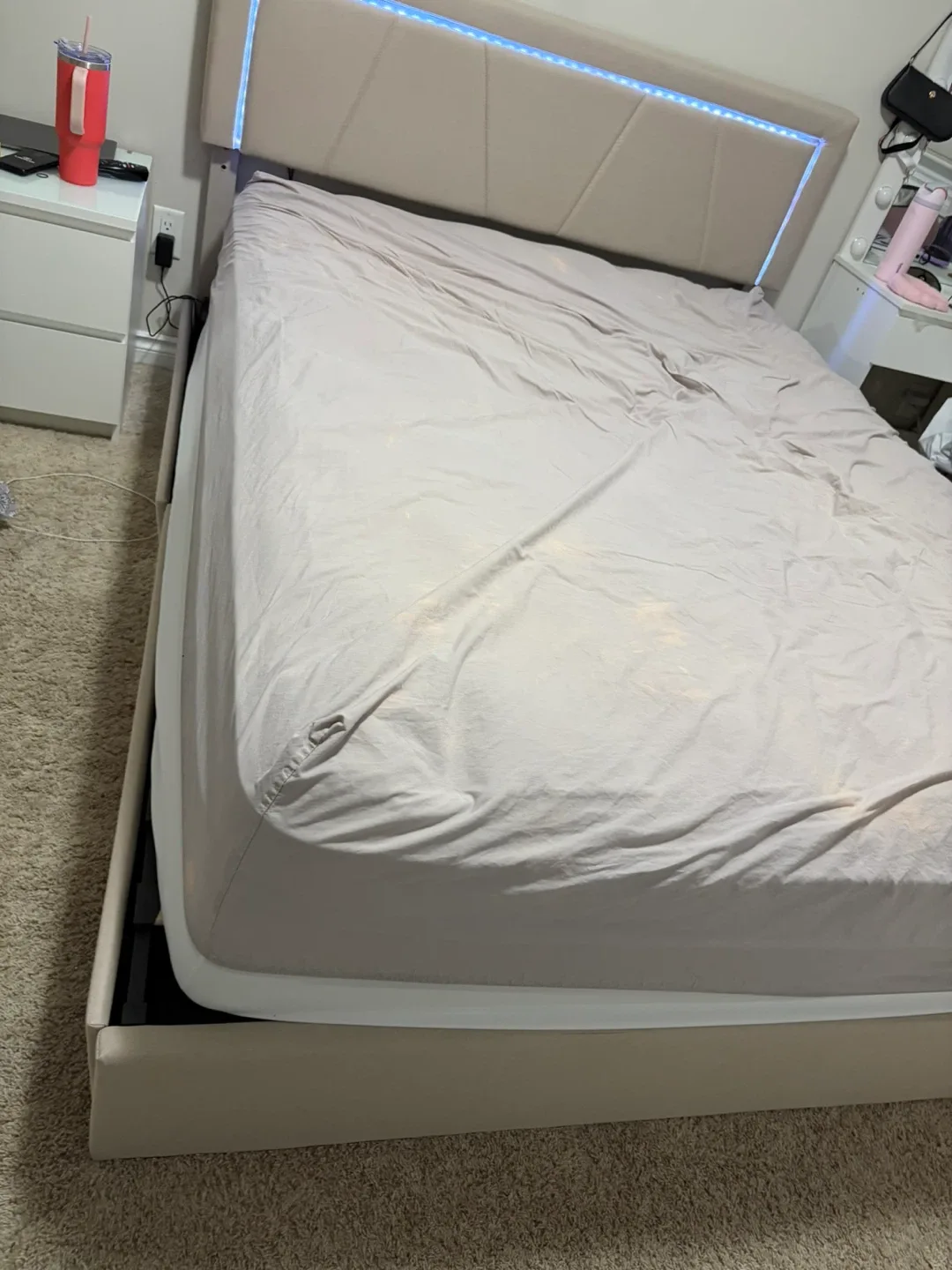 Queen Bed Frame with LED and USB Ports image indicator(2)