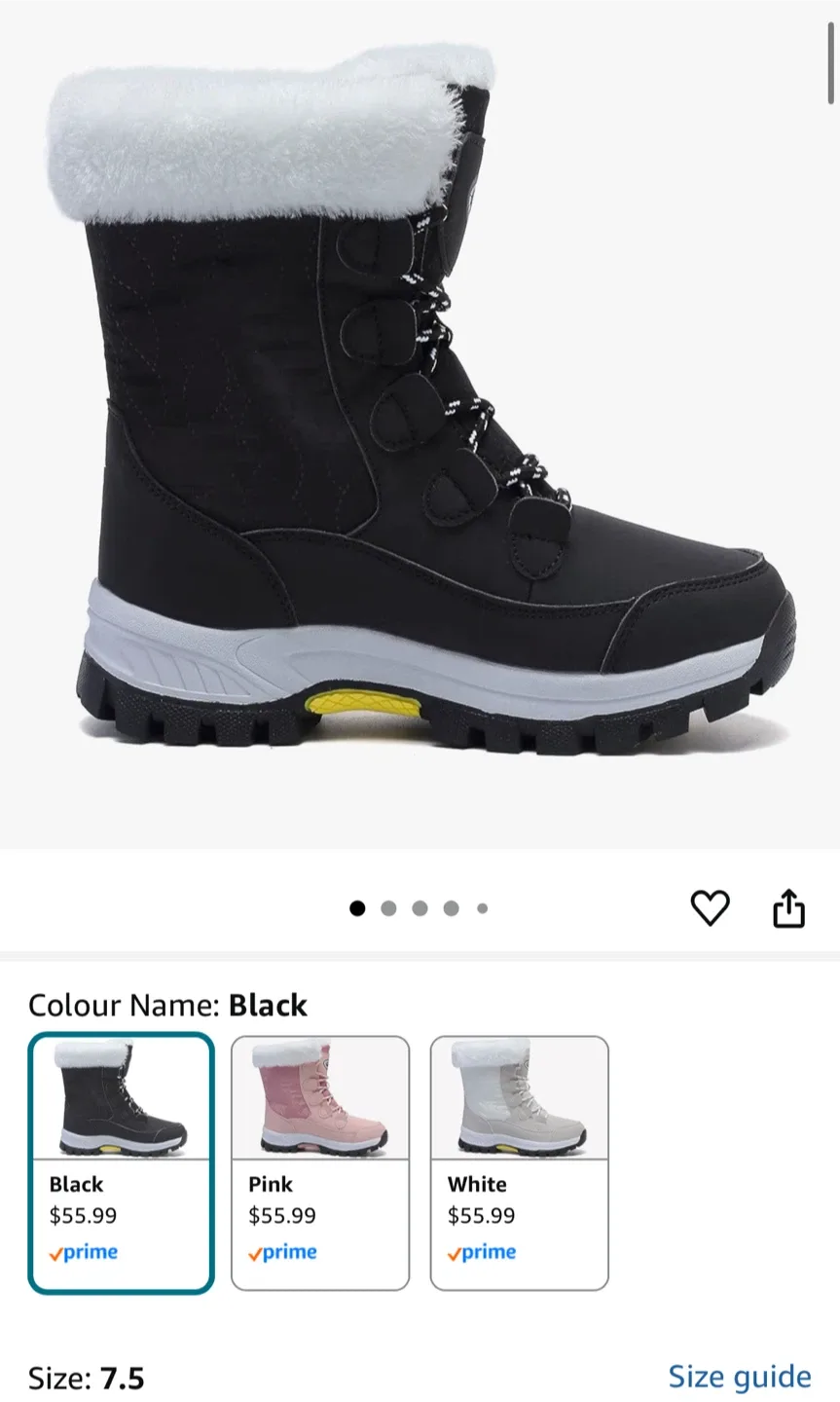 Black Winter Snow Boots - Size 7.5 image indicator(5)