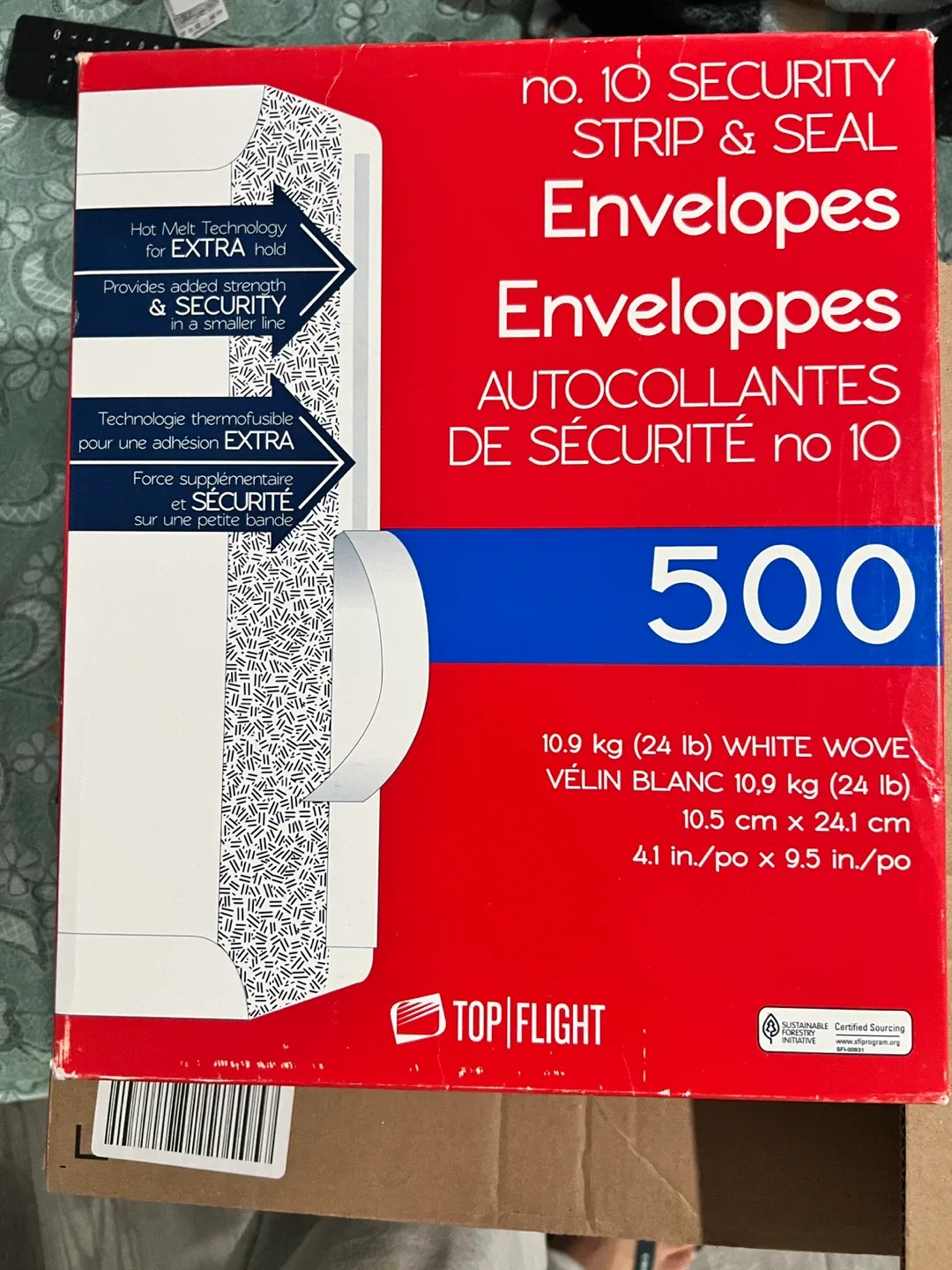 Top Flight No. 10 Security Strip & Seal Envelopes - 500 image indicator(2)