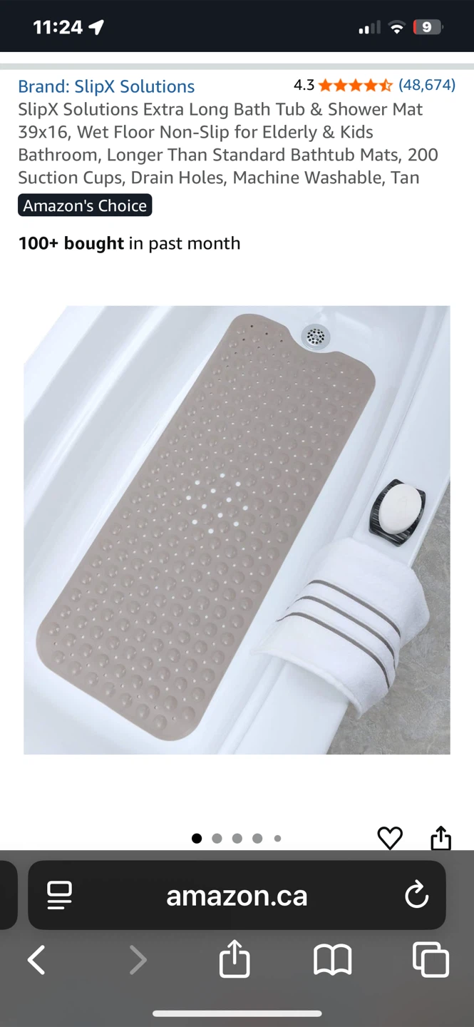 SlipX Solutions Extra Long Bath Tub & Shower Mat