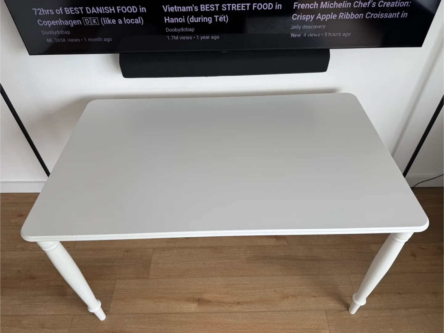 White IKEA Dining Table w/ 3 Chairs. image indicator(5)