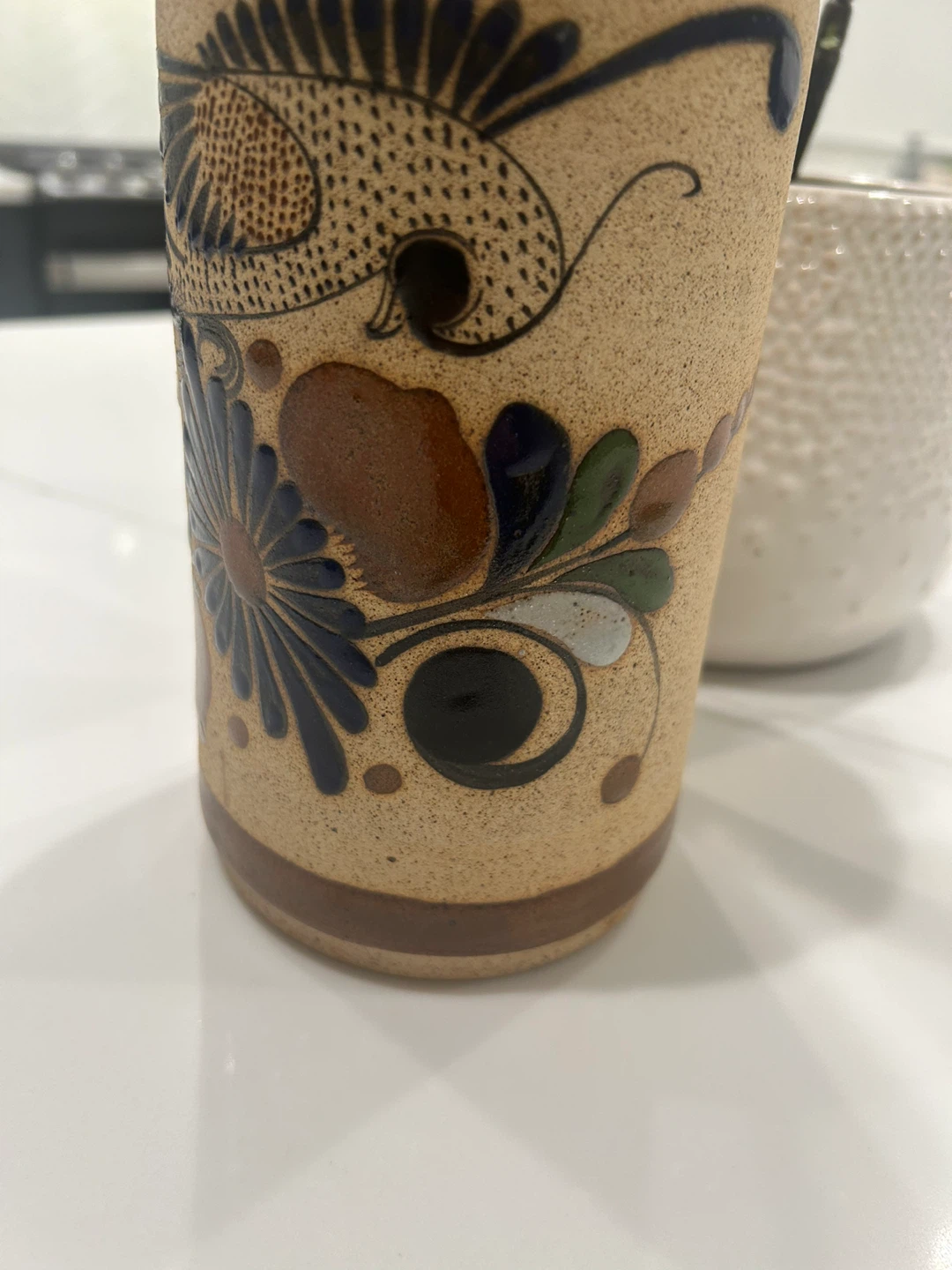 Vintage Tonala Mexican Folk Art Pottery Vase