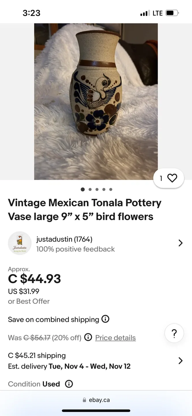 Vintage Tonala Mexican Folk Art Pottery Vase image indicator(7)