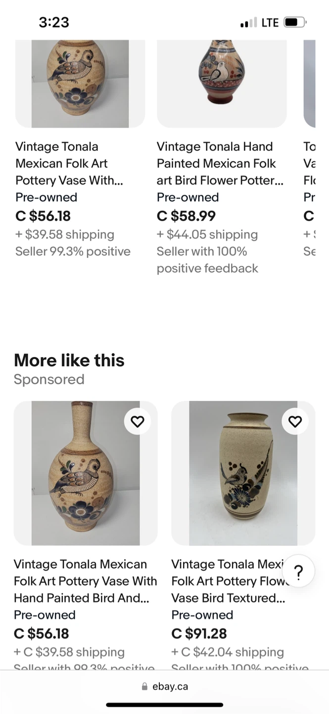 Vintage Tonala Mexican Folk Art Pottery Vase - photo 4