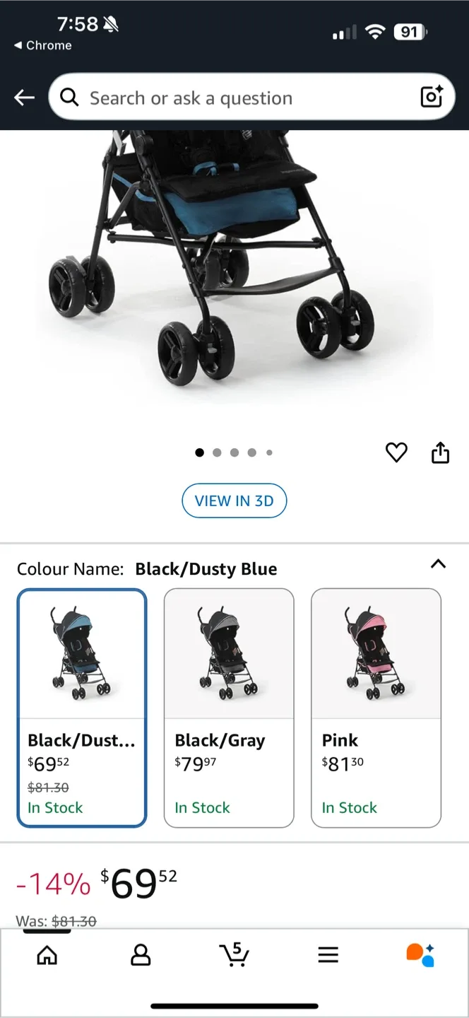 Summer Infant Umbrella Convenience Stroller – Blue/Black image indicator(3)