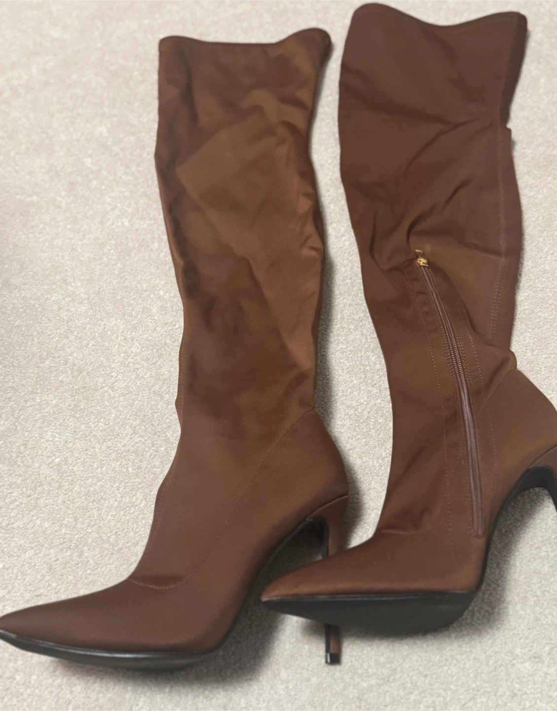 Brown Thigh High Stiletto Boots sz 10 - photo 2