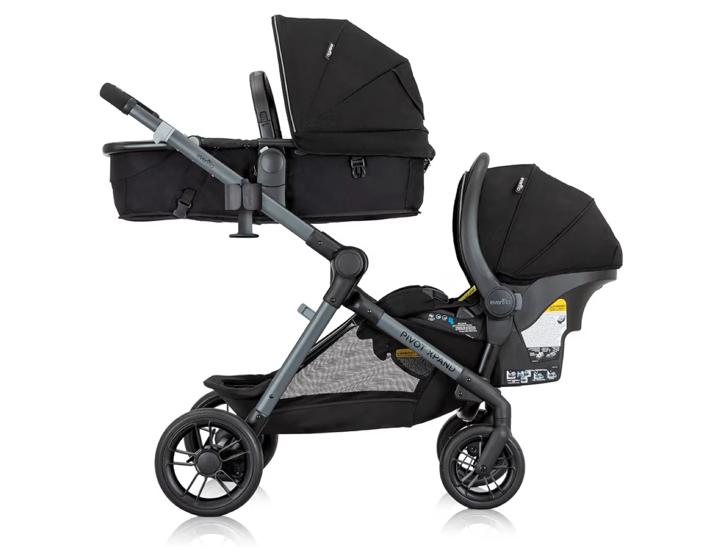 Evenflo Pivot Xpand Double Stroller with Infant Car Seat - photo 2