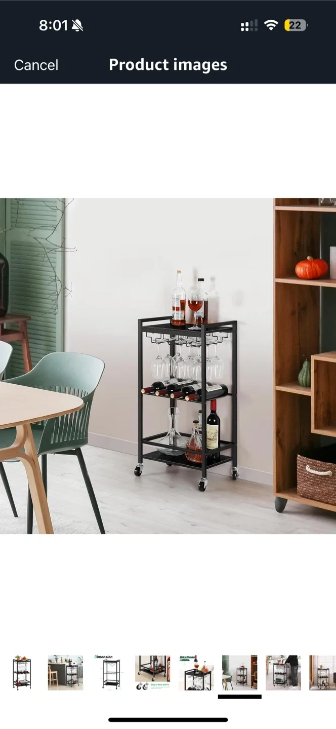 Bar Cart with Wine Glass Holder image indicator(3)