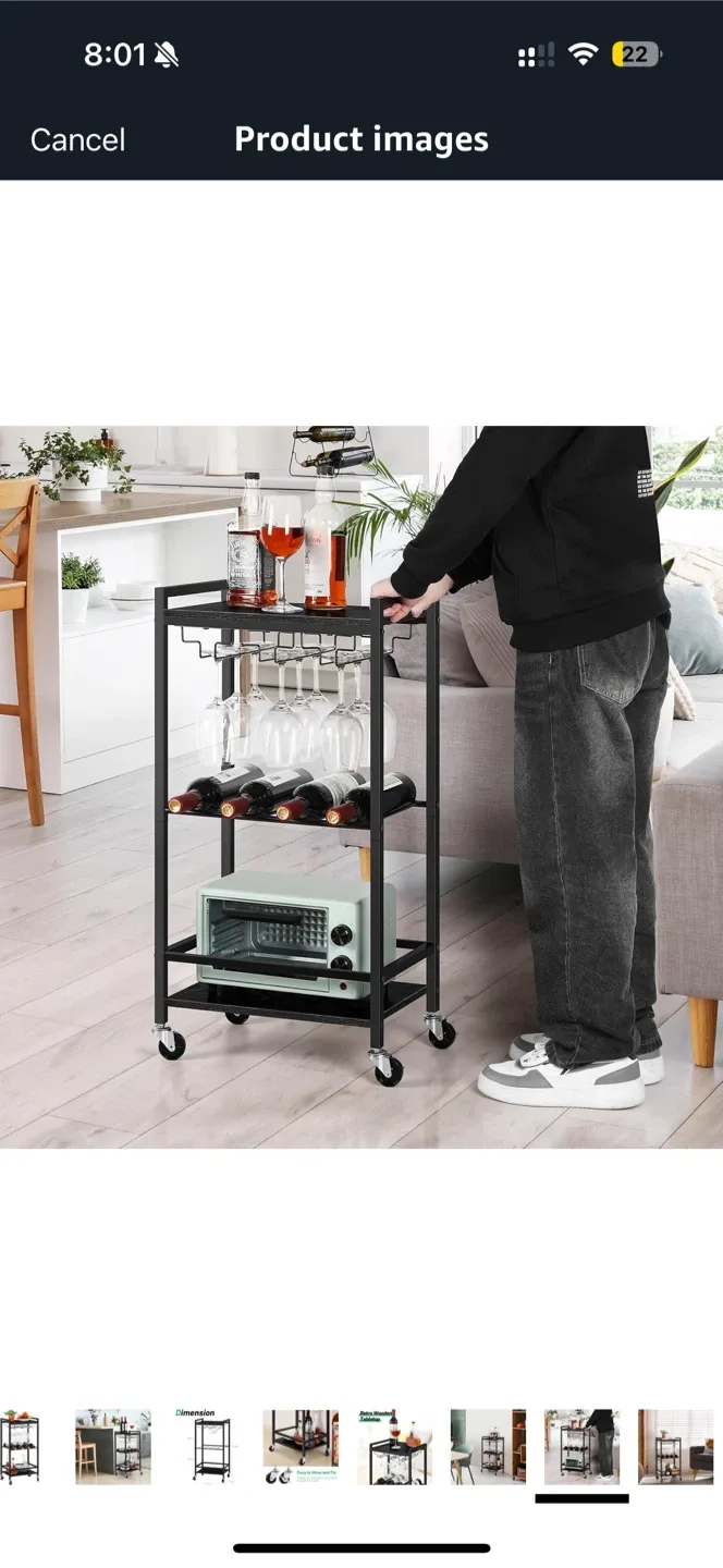Bar Cart with Wine Glass Holder image indicator(2)