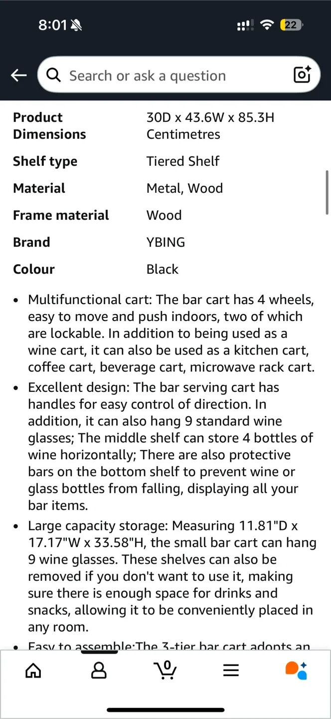 Bar Cart with Wine Glass Holder image indicator(4)