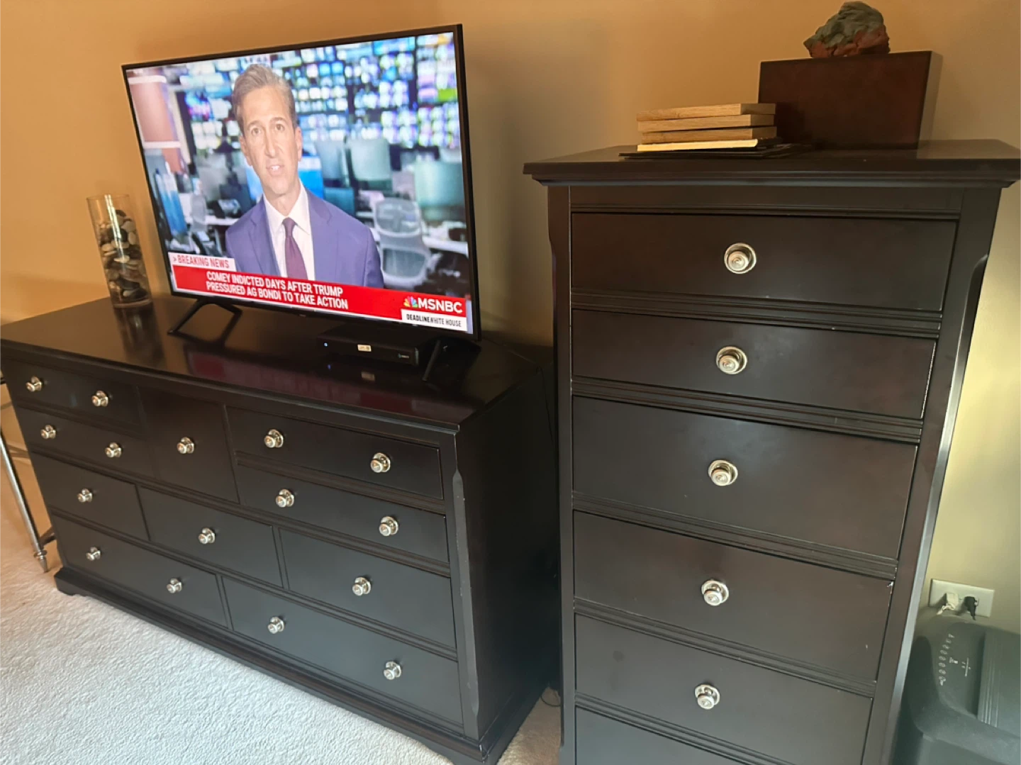 Dark Wood Dresser & Chest Set