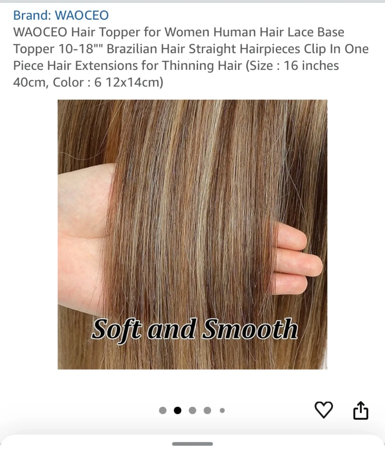 Human hair topper light brown, 16” image indicator(6)