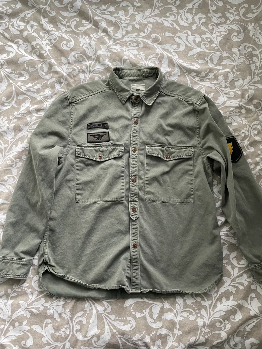 Vintage military style Button-Up Shirt thumbnail
