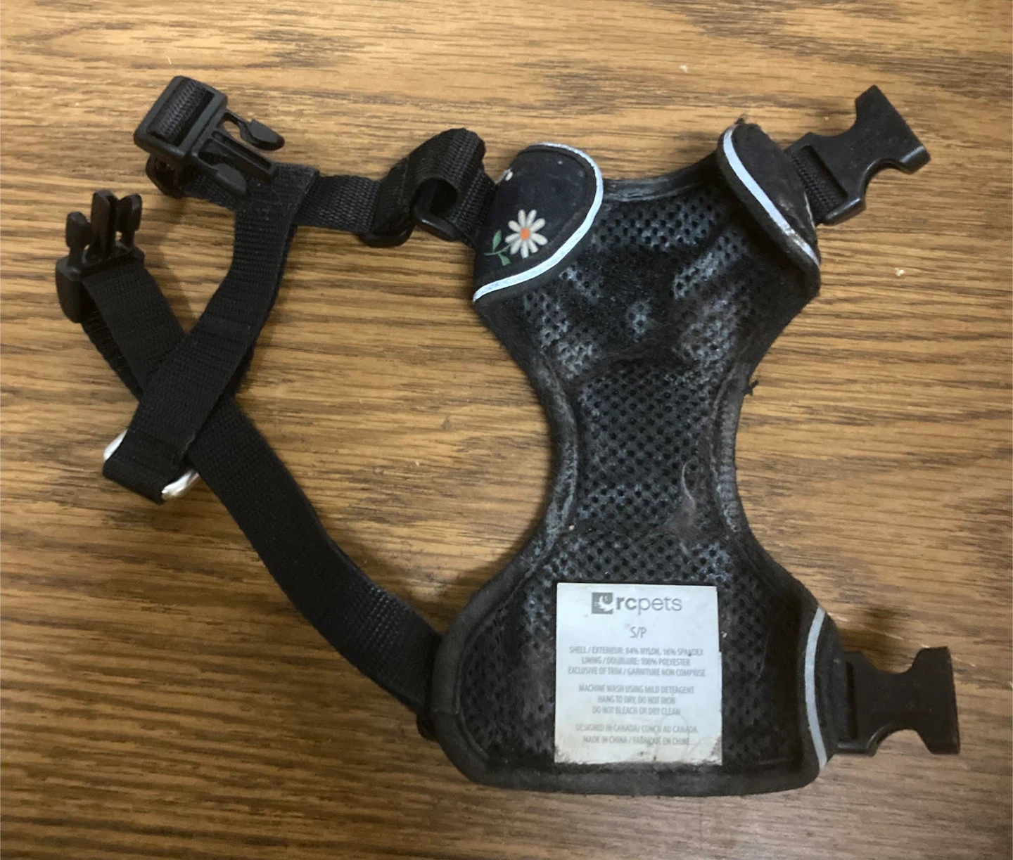 RC Pets Dog Harness, Black with Floral Design, S/P