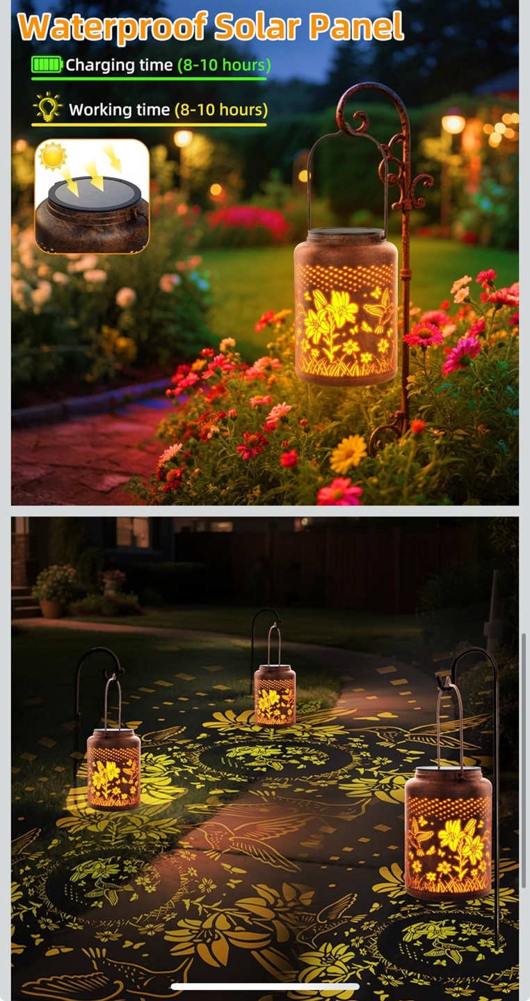Hummingbird Solar Lantern - Outdoor Garden Decor - photo 5
