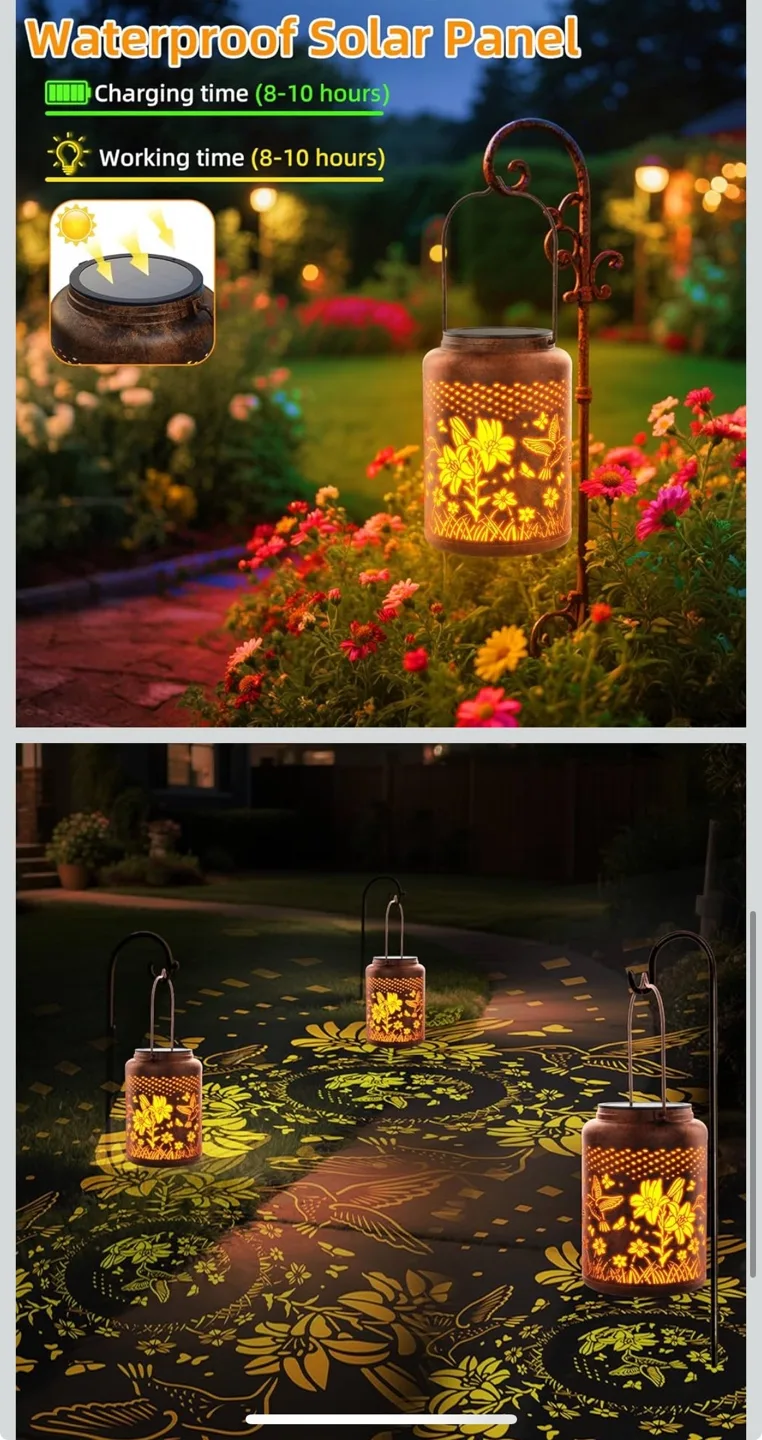 Hummingbird Solar Lantern - Outdoor Garden Decor image indicator(5)