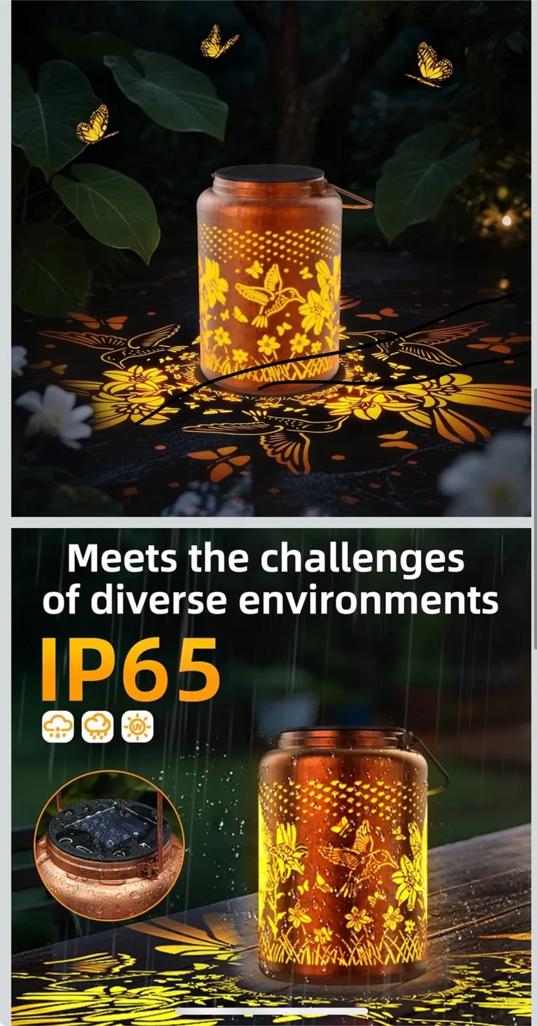 Hummingbird Solar Lantern - Outdoor Garden Decor image indicator(4)