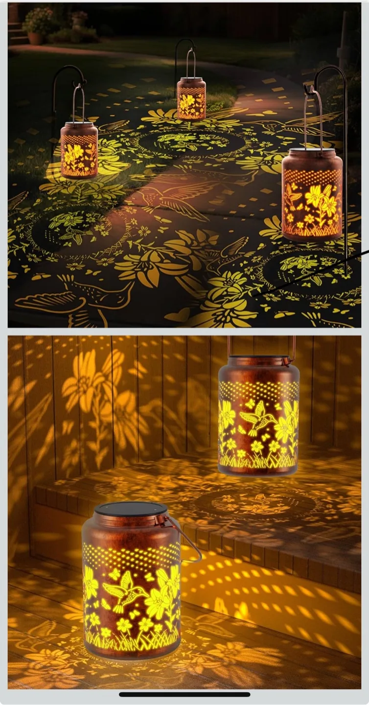 Hummingbird Solar Lantern - Outdoor Garden Decor image indicator(6)