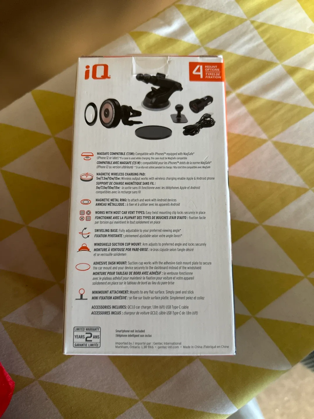 New iQ Magnetic Wireless Car Charger + 4X Mounting Kit image indicator(3)