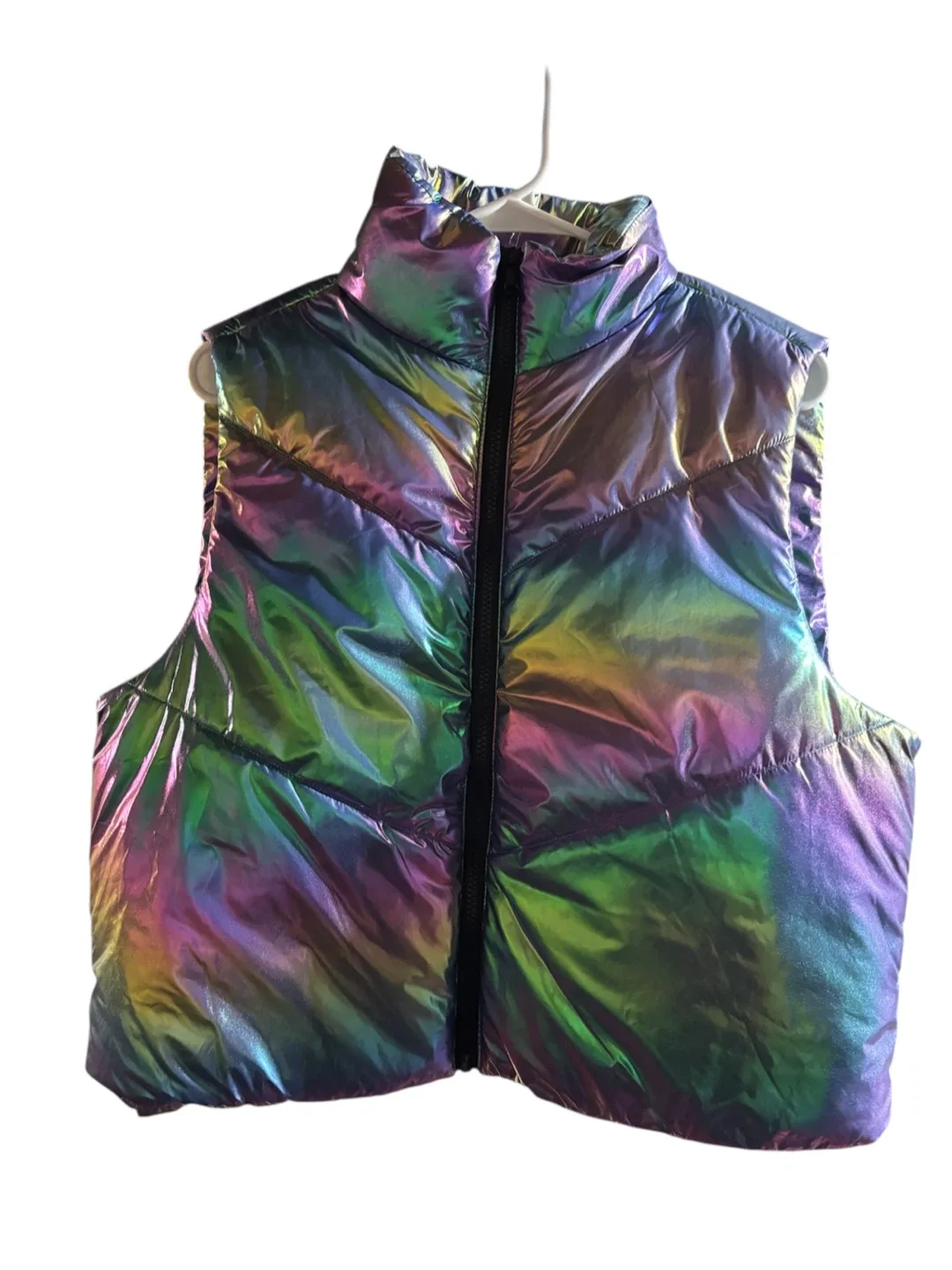 Almost Famous Iridescent Puffer Vest - Size L