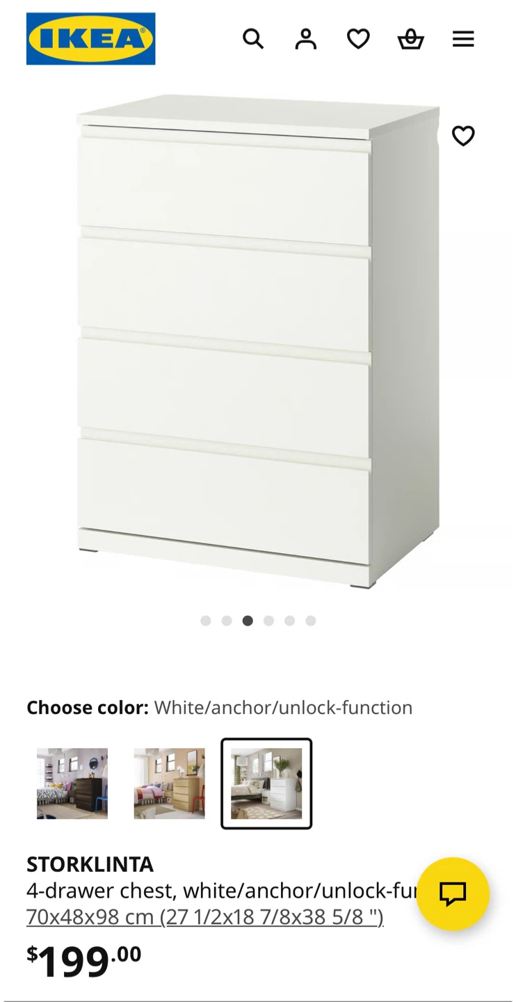 IKEA STORLINTA 4-Drawer Chest - White - photo 2