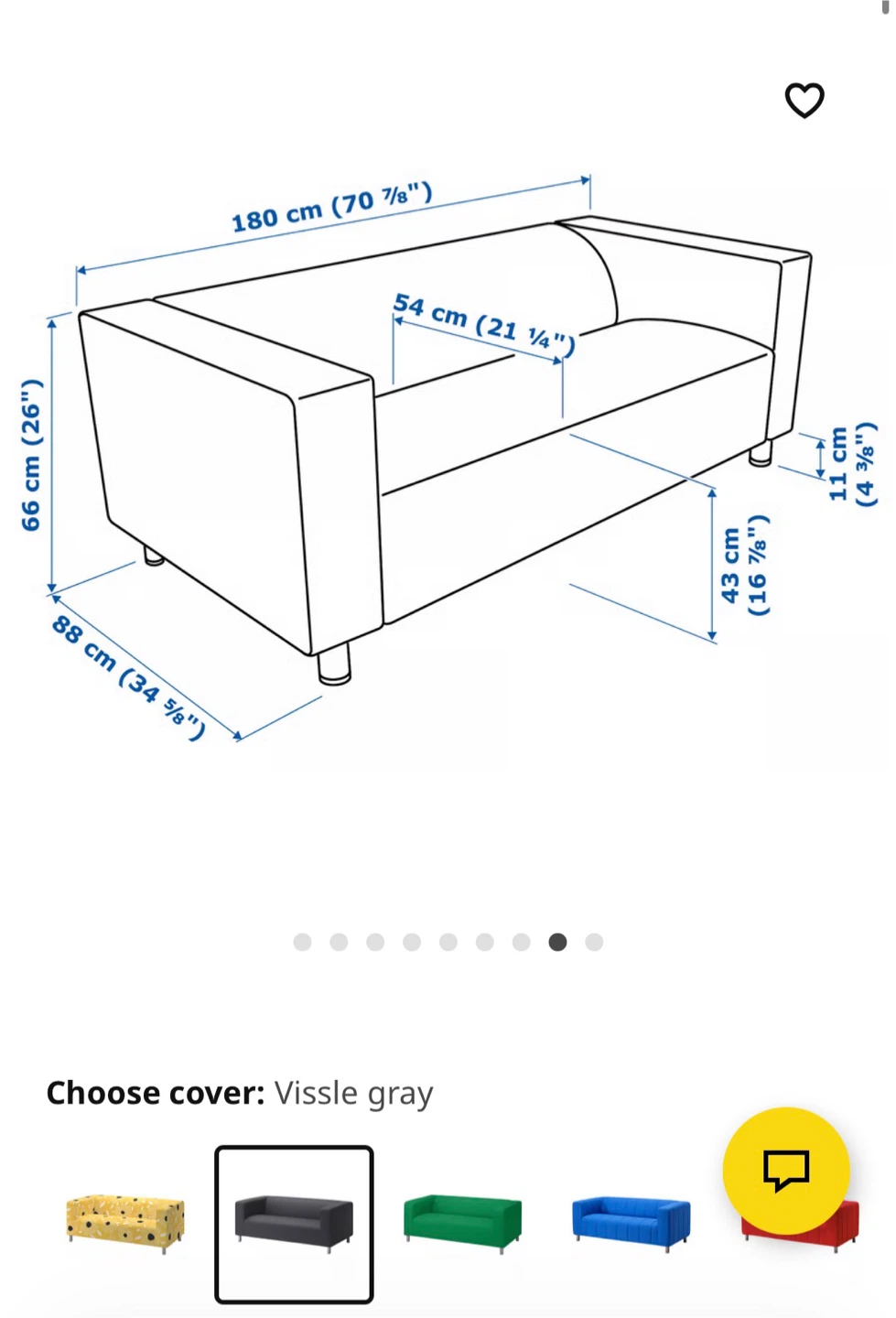 IKEA Grey-cover Sofa KLIPPAN Loveseat, Vissle gray