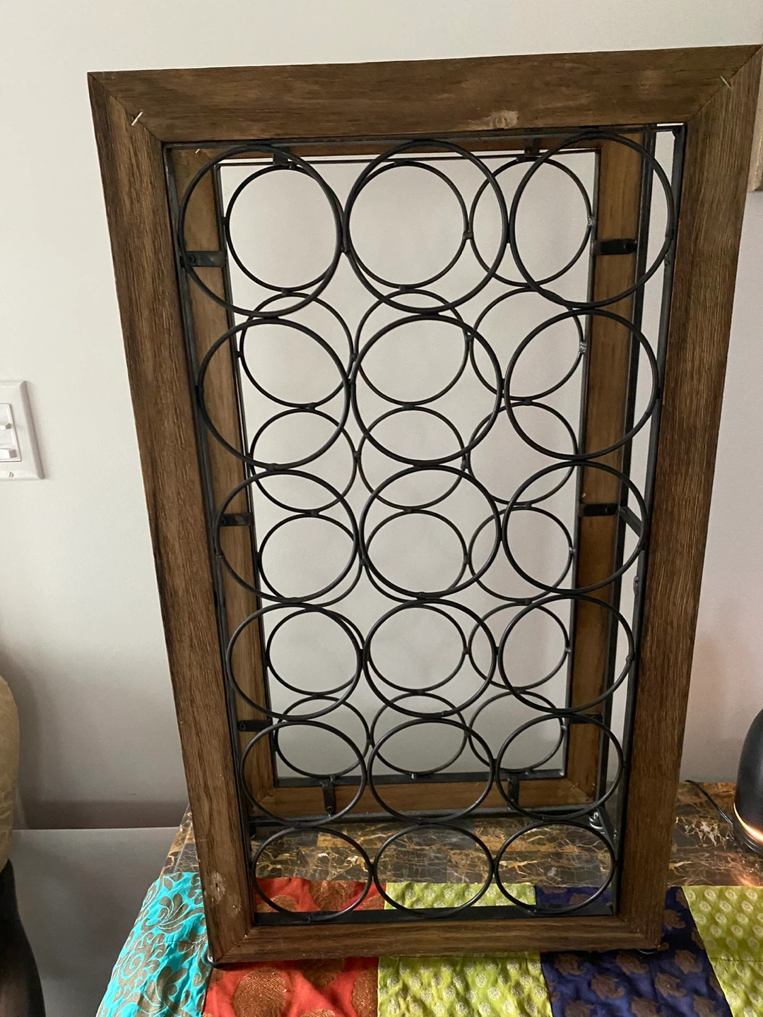 Thrift Pick -Farmhouse wood and iron wine rack