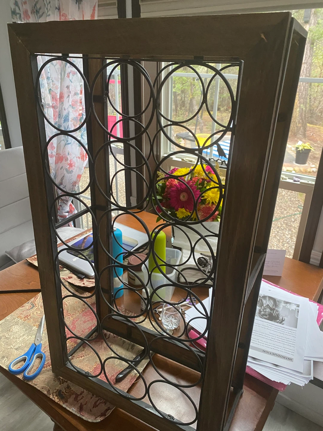 Thrift Pick -Farmhouse wood and iron wine rack - photo 3