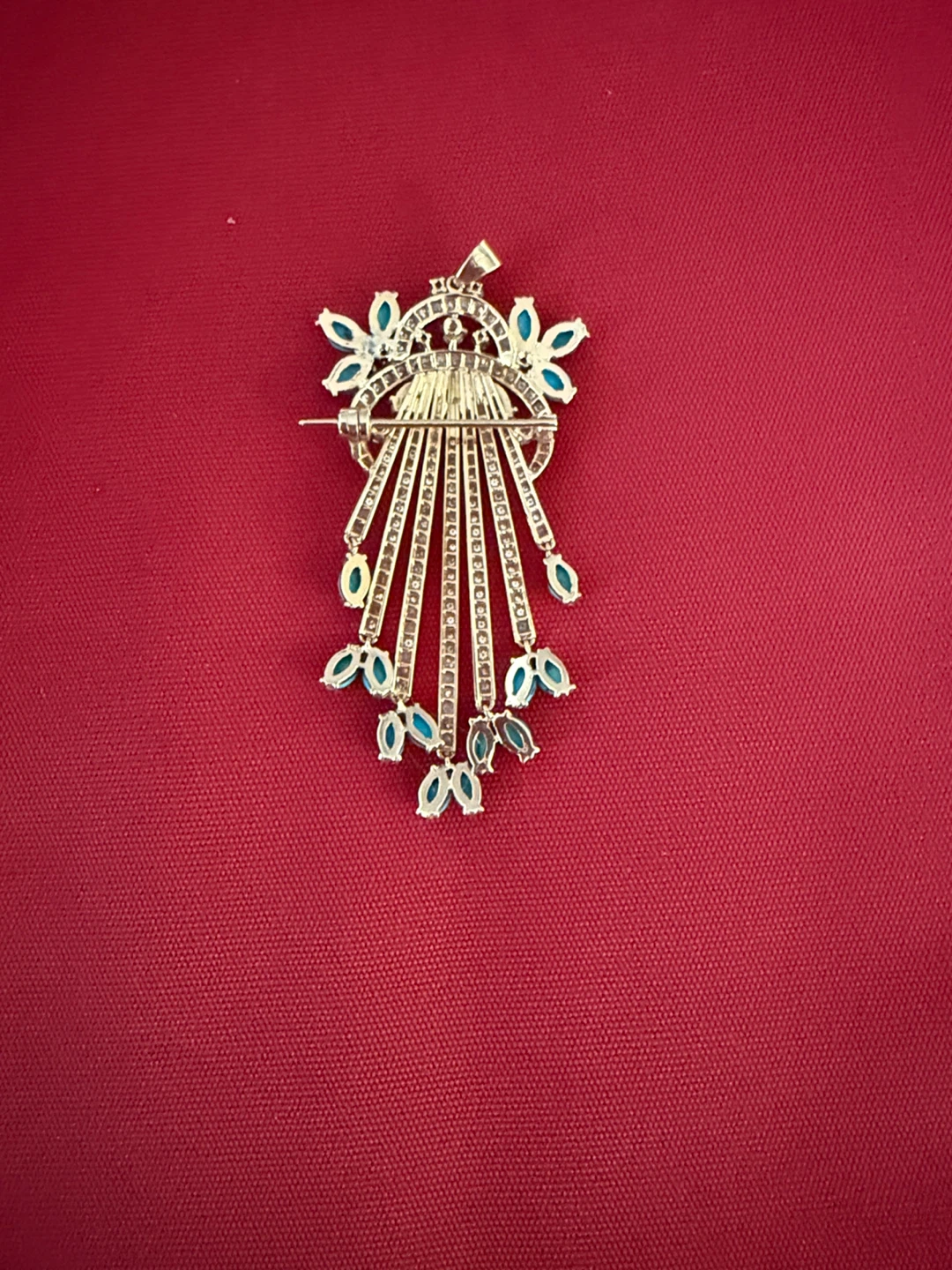 18k solid gold Vintage Brooch/Pendant  with Turquoise Accents - photo 4