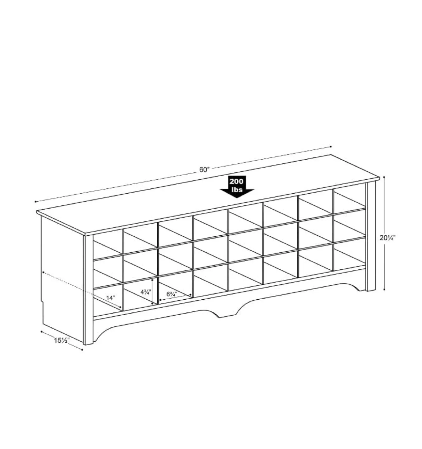 Prepac White Shoe Storage Cubby Bench image indicator(2)