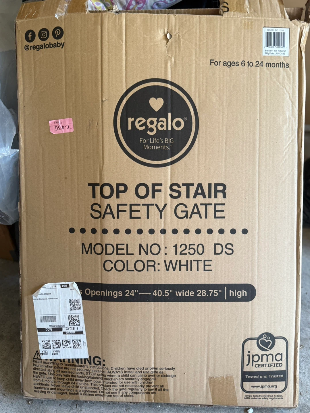 Regalo Top of Stair Safety Gate - White - photo 4