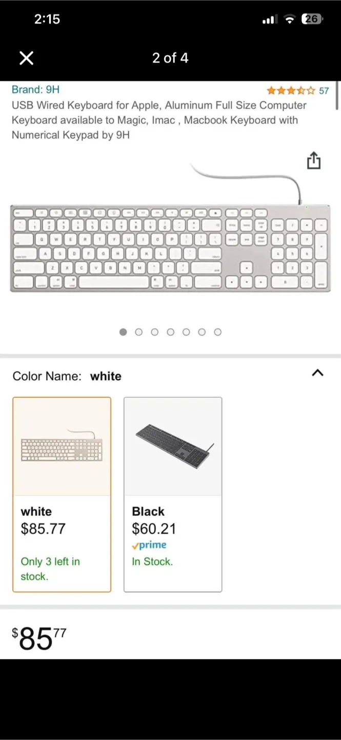 Matias Wired Aluminum Keyboard - White image indicator(2)
