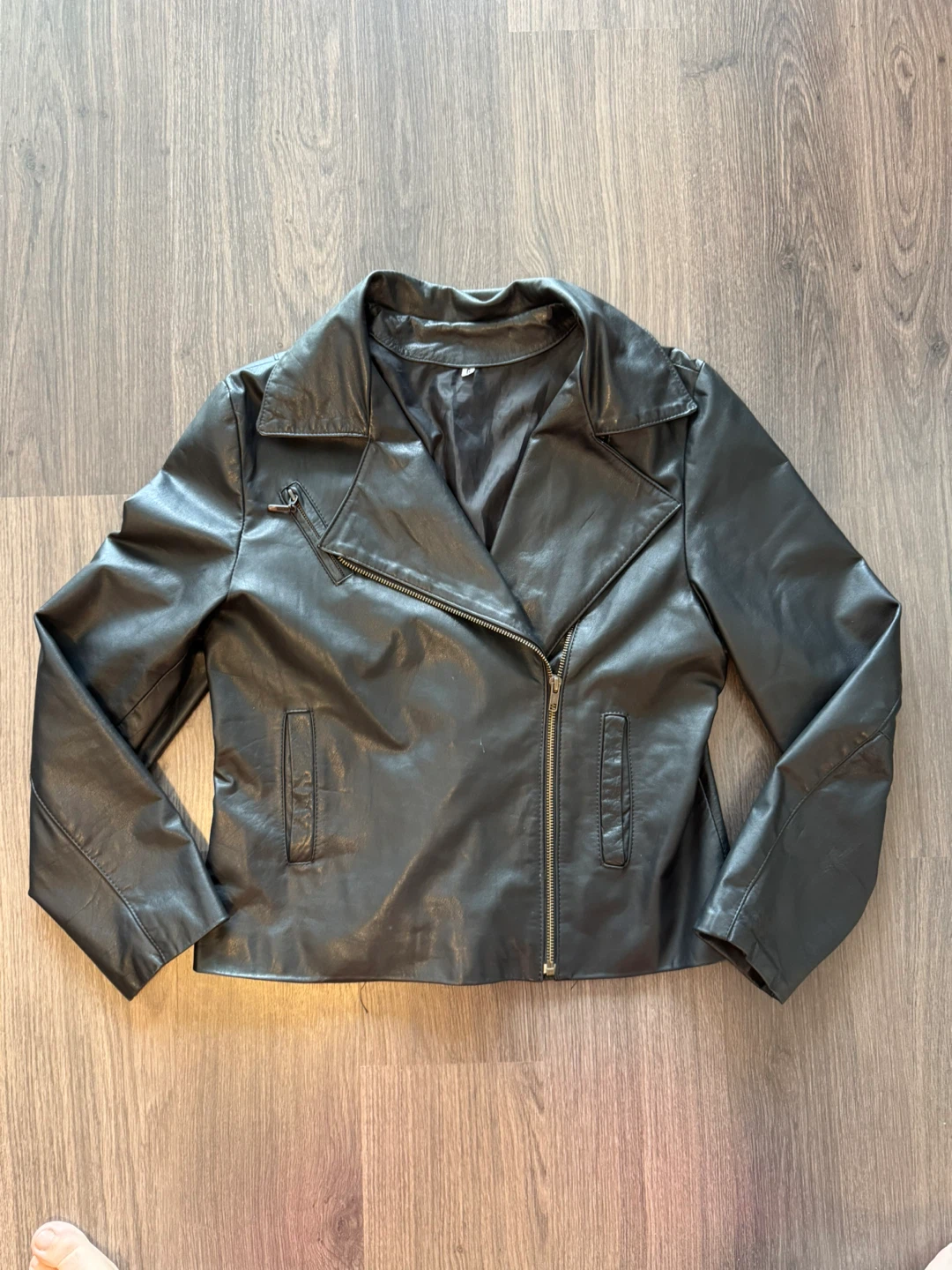 Black Genuine Leather Jacket - L