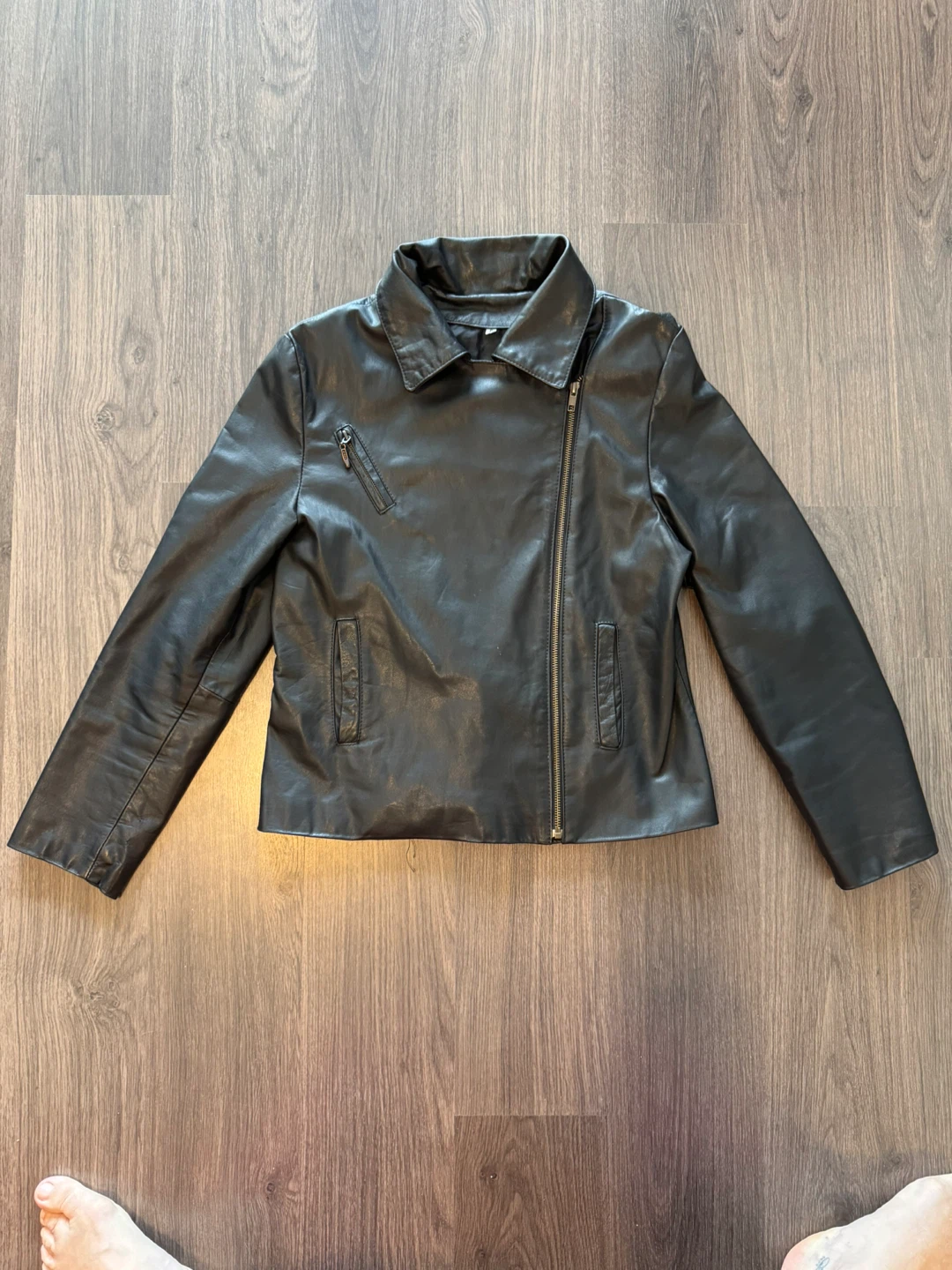 Black Genuine Leather Jacket - L - photo 2