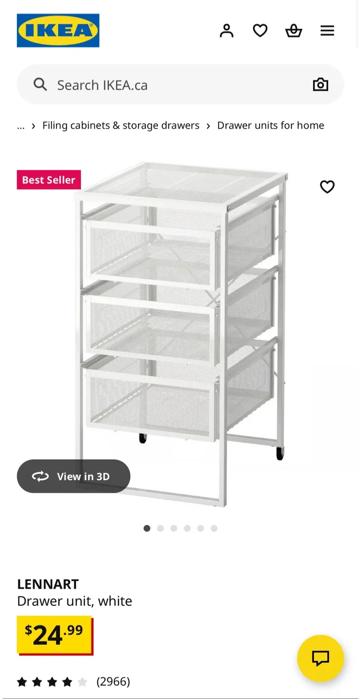 IKEA LENNART Drawer Unit, White image indicator(3)