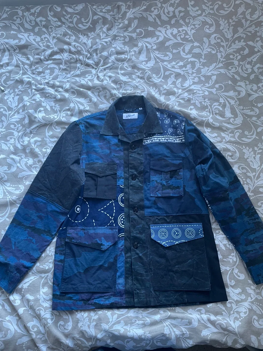 Bluesville Blue Patchwork Jacket Size M thumbnail