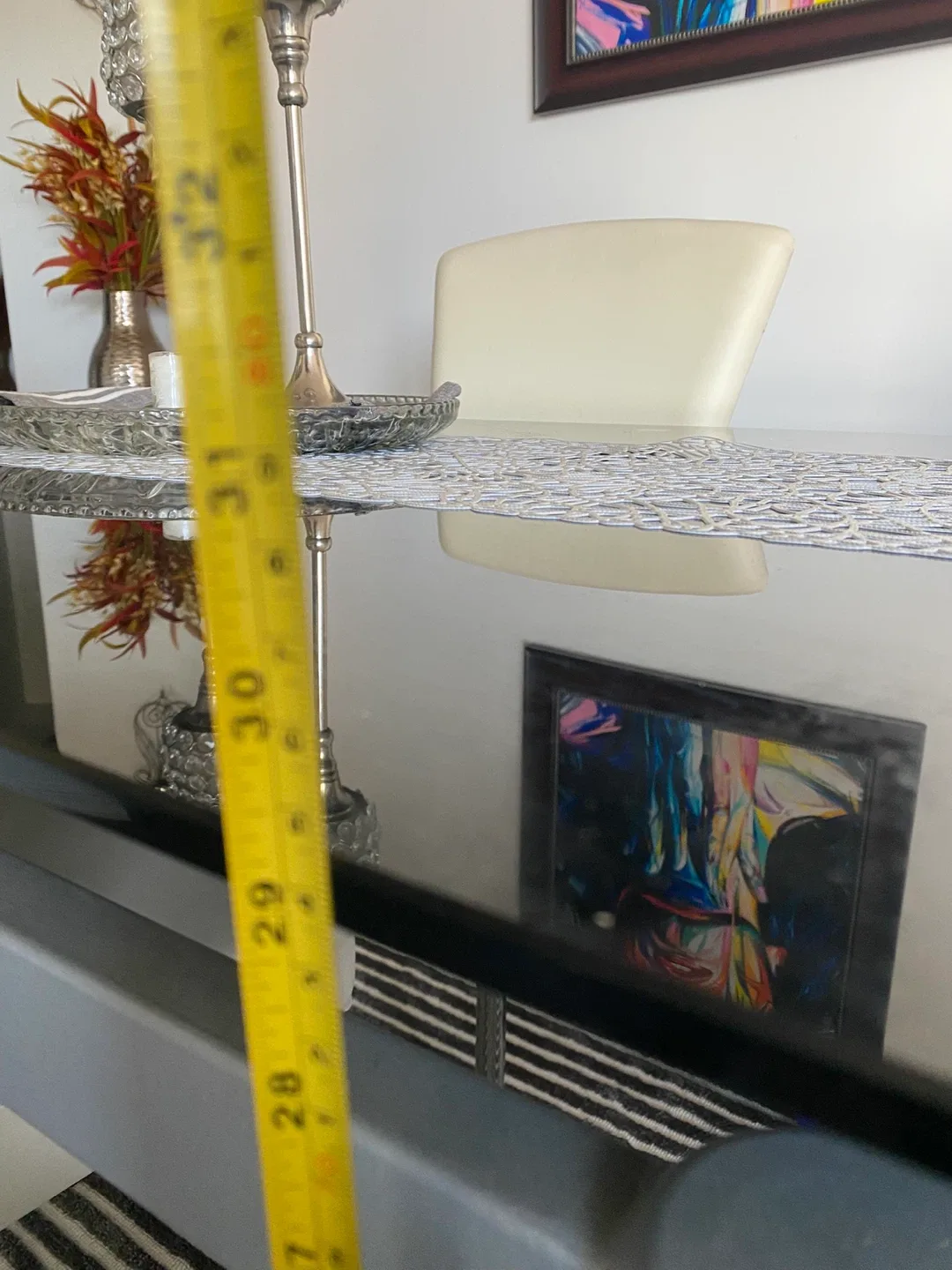 Black Glass Extendable Dining Table with Chairs image indicator(10)