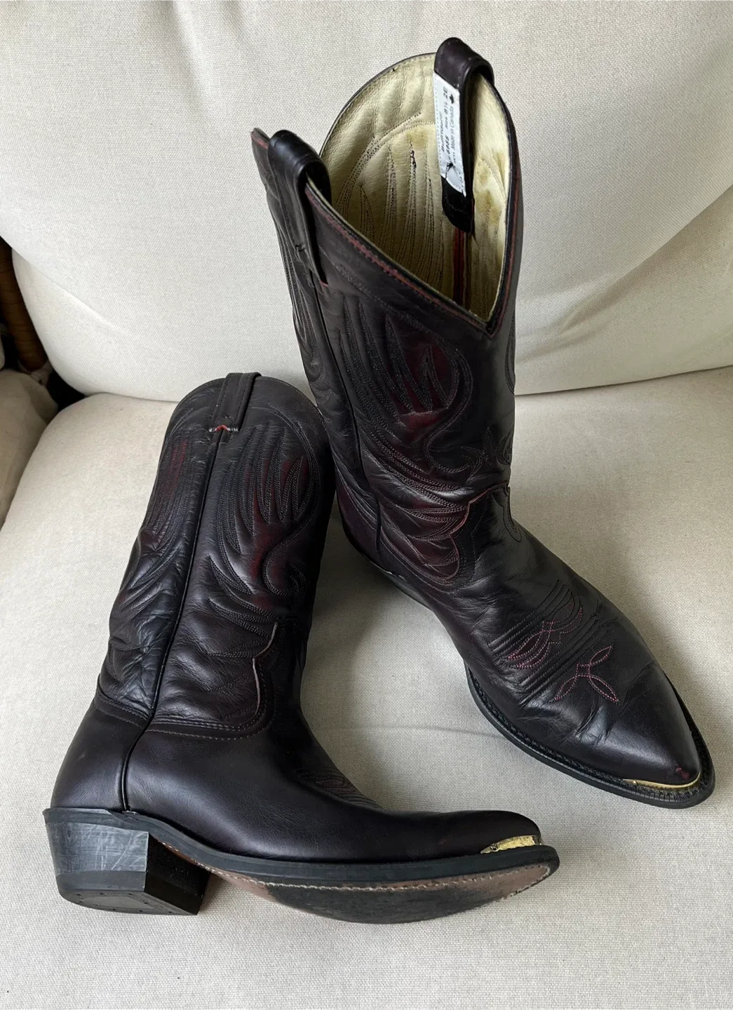 Bullrider Western Cowboy Leather Boots Size 8 1/2 2E image indicator(3)