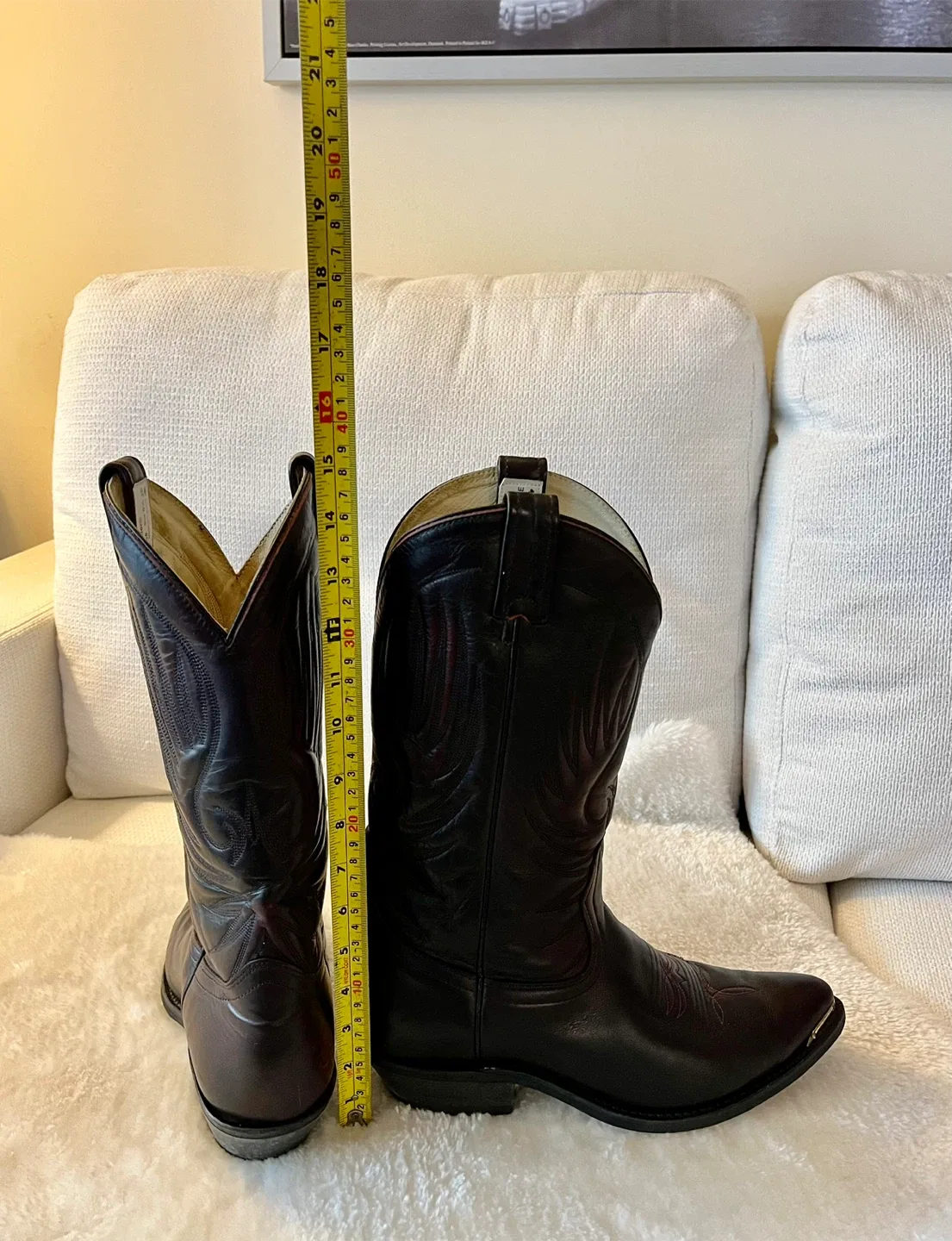 Bullrider Western Cowboy Leather Boots Size 8 1/2 2E image indicator(5)