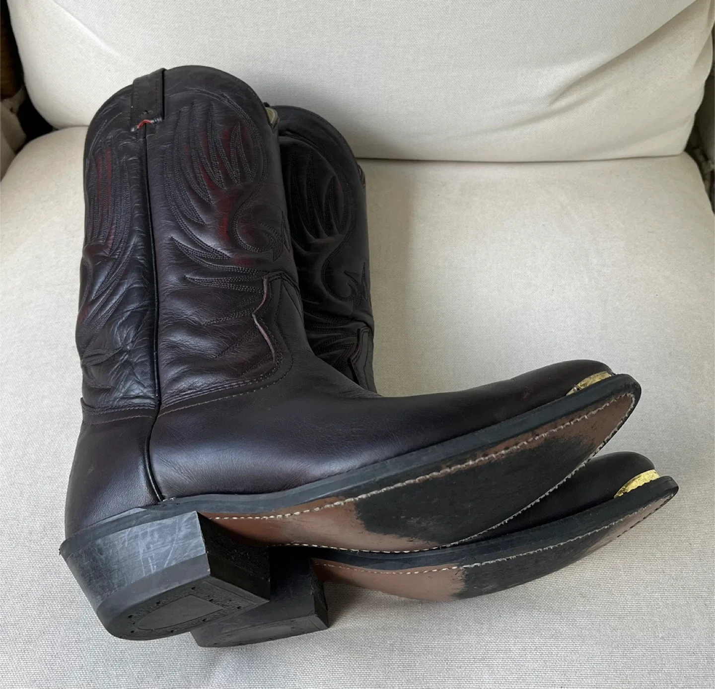 Bullrider Western Cowboy Leather Boots Size 8 1/2 2E image indicator(2)