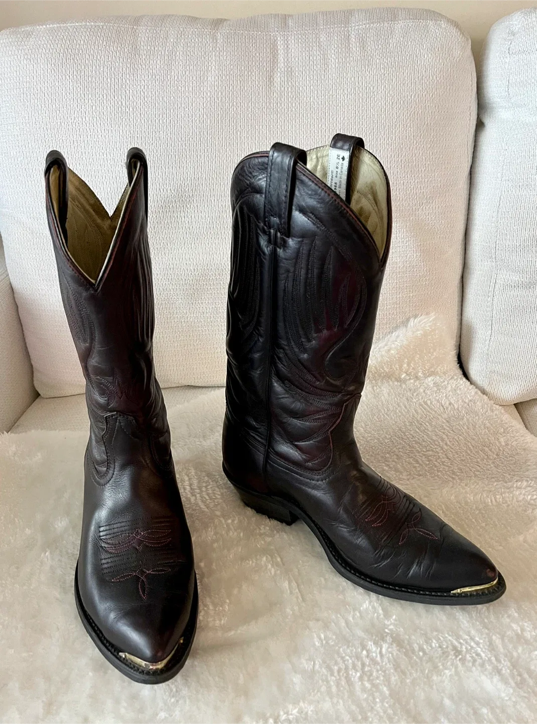 Bullrider Western Cowboy Leather Boots Size 8 1/2 2E image indicator(8)