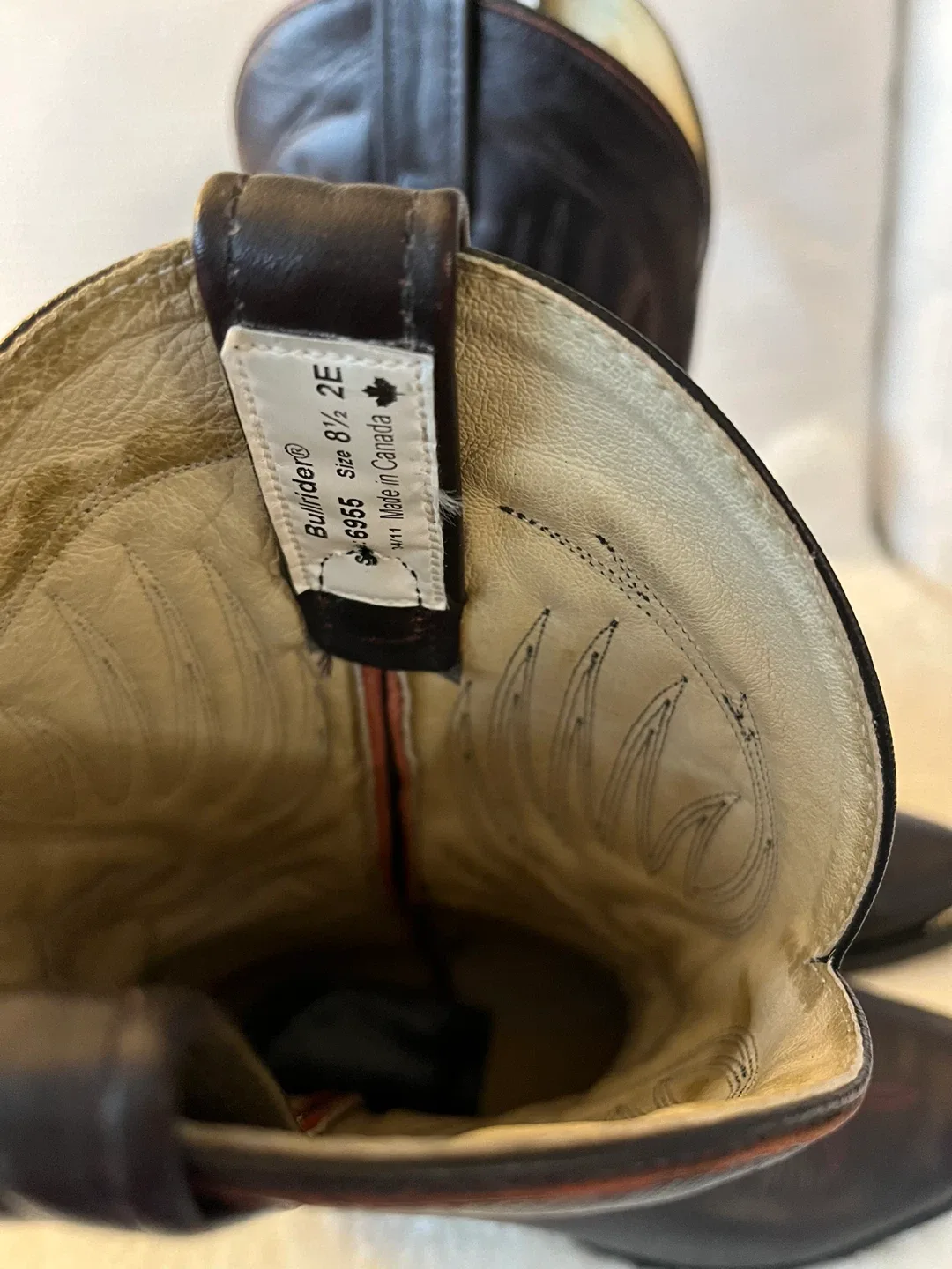 Bullrider Western Cowboy Leather Boots Size 8 1/2 2E image indicator(9)