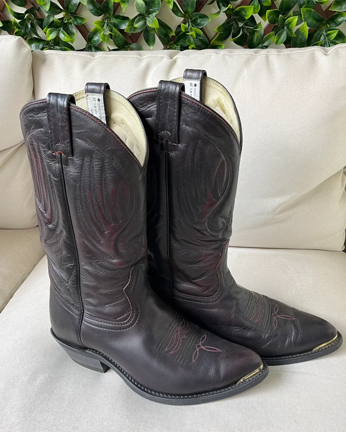 Bullrider Western Cowboy Leather Boots Size 8 1/2 2E image indicator(7)