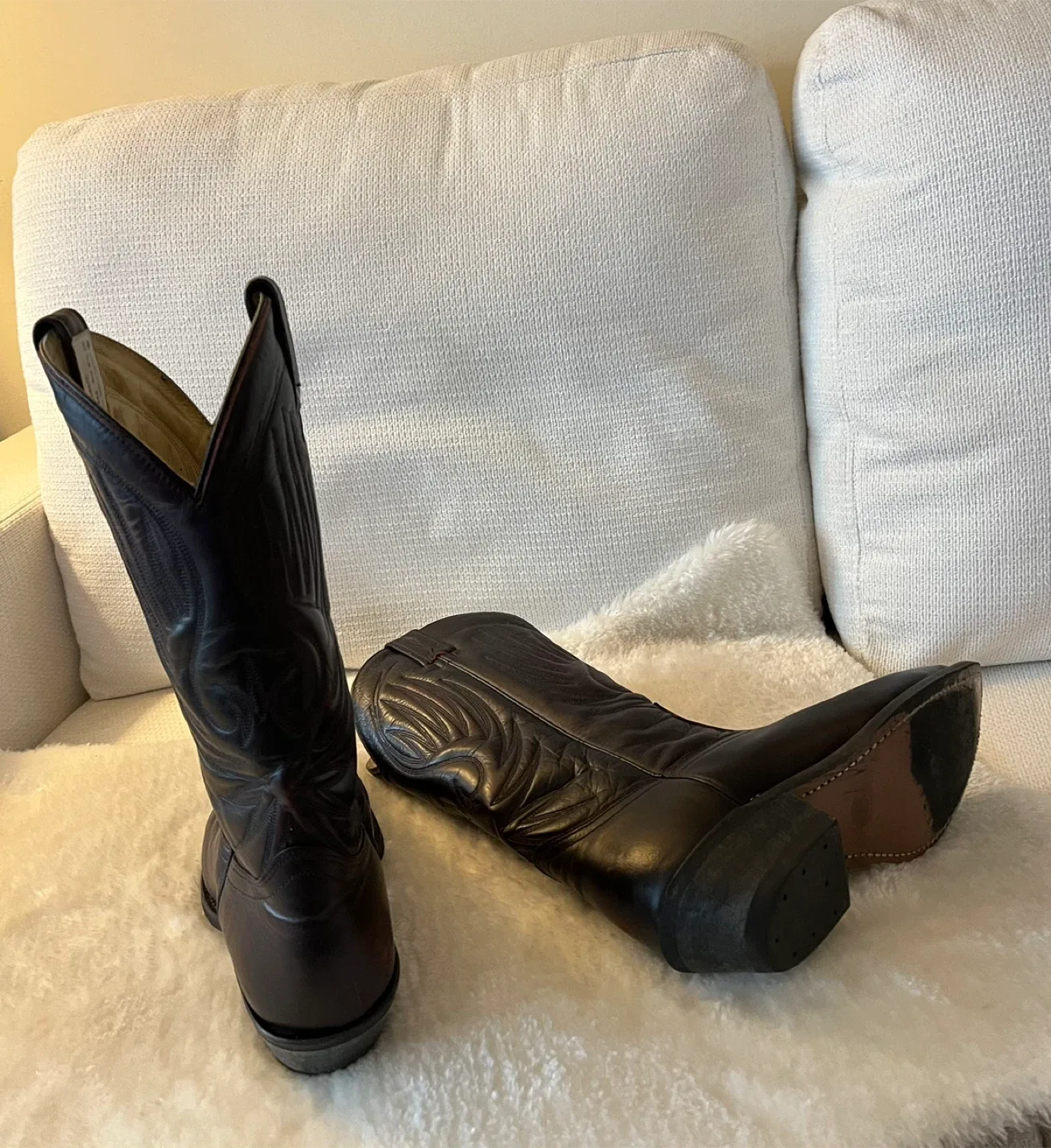 Bullrider Western Cowboy Leather Boots Size 8 1/2 2E image indicator(10)