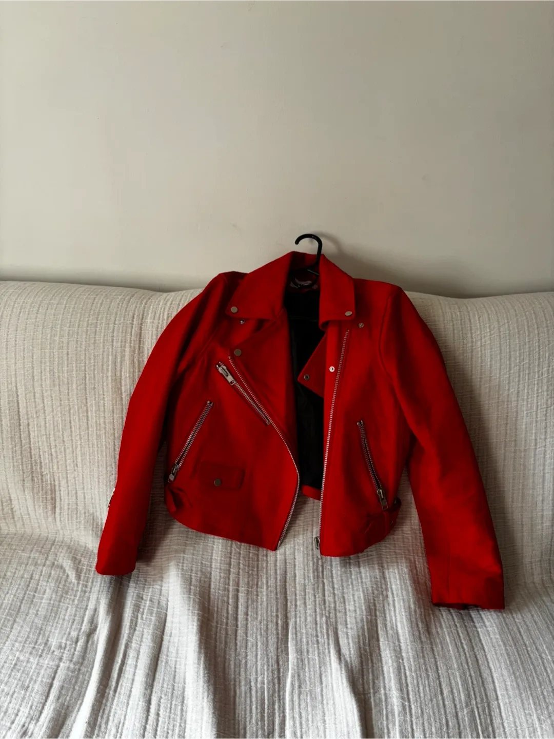 Weekday Red Biker Jacket - Size 38 image indicator(6)