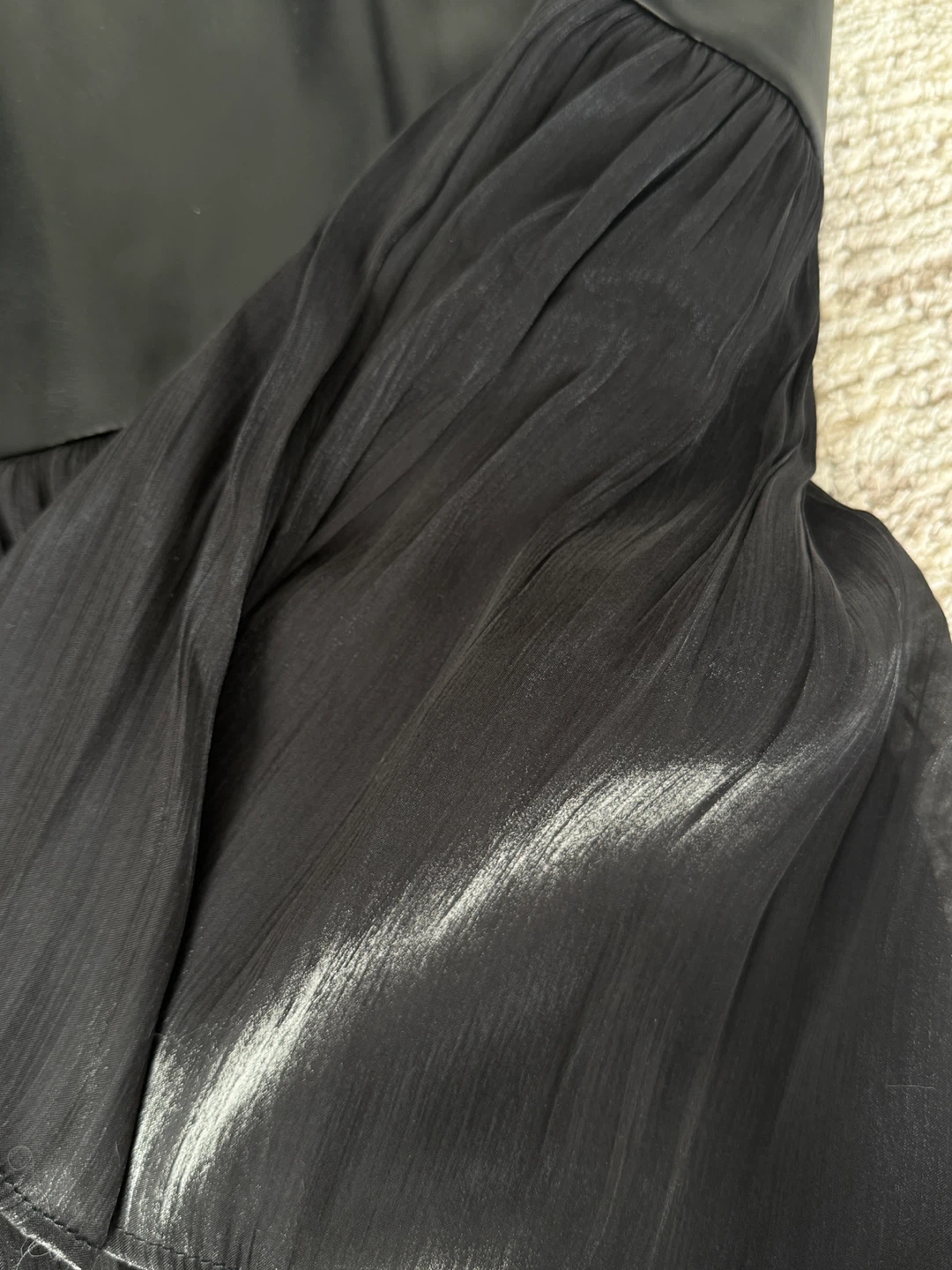 Unique Black Faux Leather Ruffle Hem Midi Skirt - photo 2